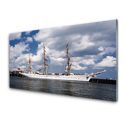 Crédence de cuisine en verre Eau bateau paysage bleu blanc