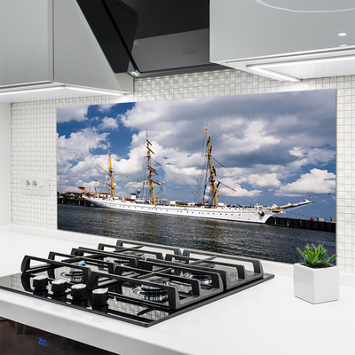 Crédence de cuisine en verre Eau bateau paysage bleu blanc