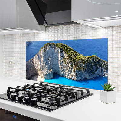 Crédence de cuisine en verre Roche mer paysage gris vert bleu