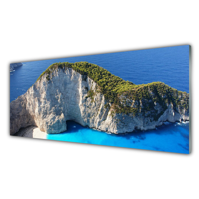 Crédence de cuisine en verre Roche mer paysage gris vert bleu