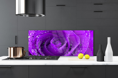 Crédence de cuisine en verre Rose floral violet