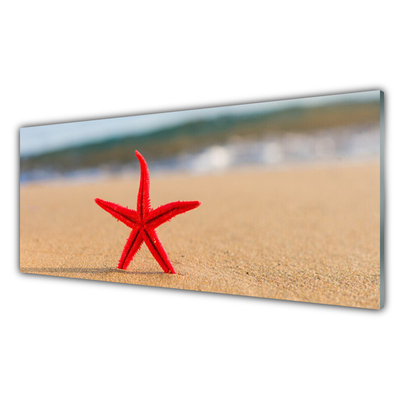 Crédence de cuisine en verre Plage étoile de mer art rouge