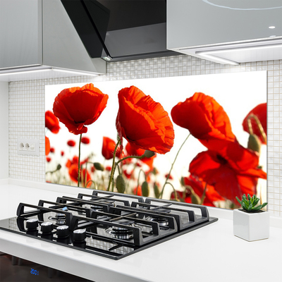 Crédence de cuisine en verre Tulipes floral rouge blanc
