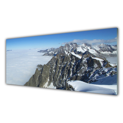 Crédence de cuisine en verre Montagne brouillard paysage gris blanc