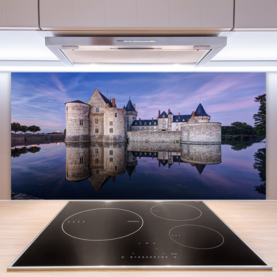 Crédence de cuisine en verre Château eau architecture violet gris noir