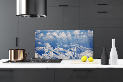 Crédence de cuisine en verre Montagnes nuages paysage blanc bleu gris