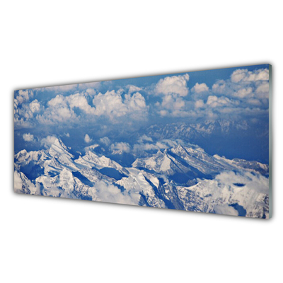 Crédence de cuisine en verre Montagnes nuages paysage blanc bleu gris
