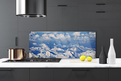 Crédence de cuisine en verre Montagnes nuages paysage blanc bleu gris