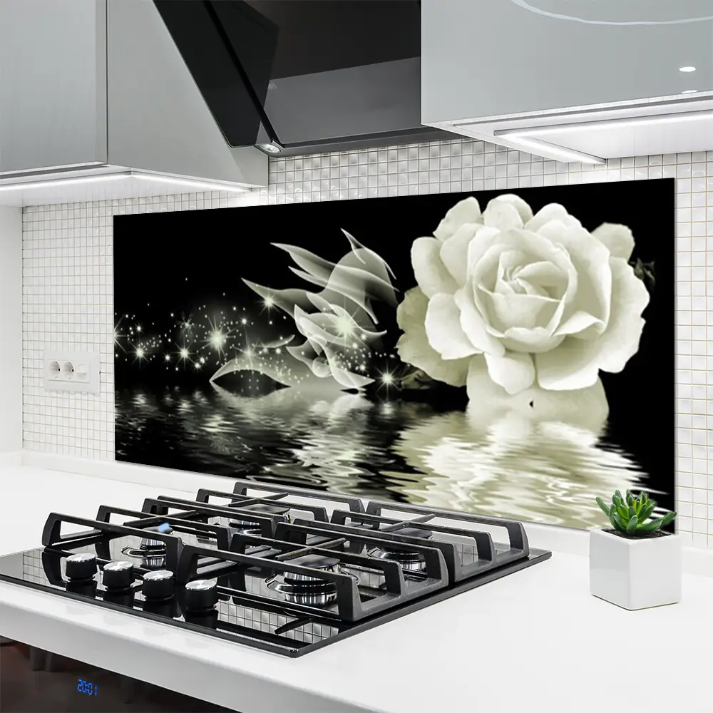 Crédence De Cuisine En Verre – 100x50 Cm – Motif Floral Vanille – Style Moderne – Neuf Sous Emballage – Tulup