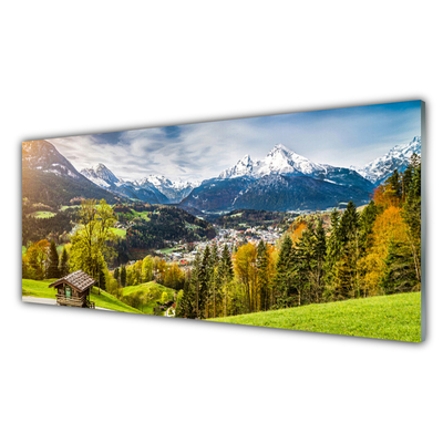 Crédence de cuisine en verre Alpes paysage vert bleu