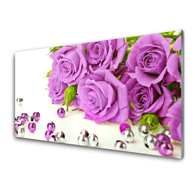 Crédence de cuisine en verre Roses floral rose