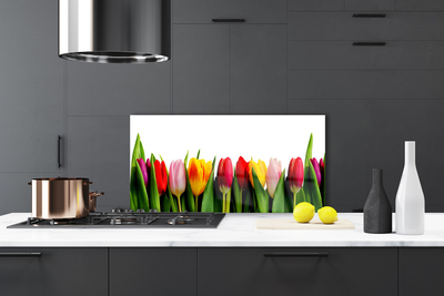 Crédence de cuisine en verre Tulipes floral rouge rose jaune vert