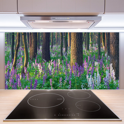 Crédence de cuisine en verre Forêt fleurs nature violet vert brun