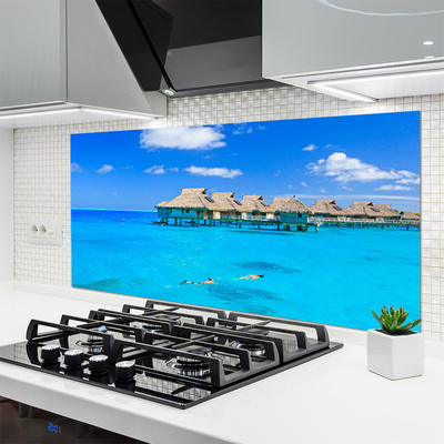 Crédence de cuisine en verre Mer architecture bleu