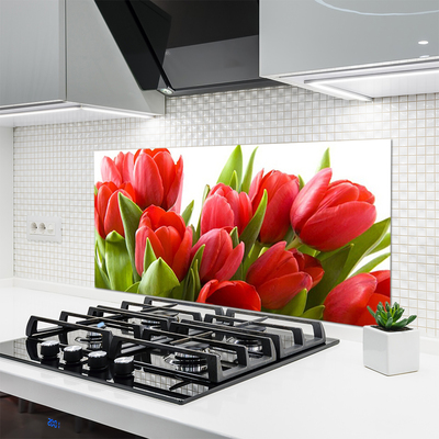 Crédence de cuisine en verre Tulipes floral rouge vert