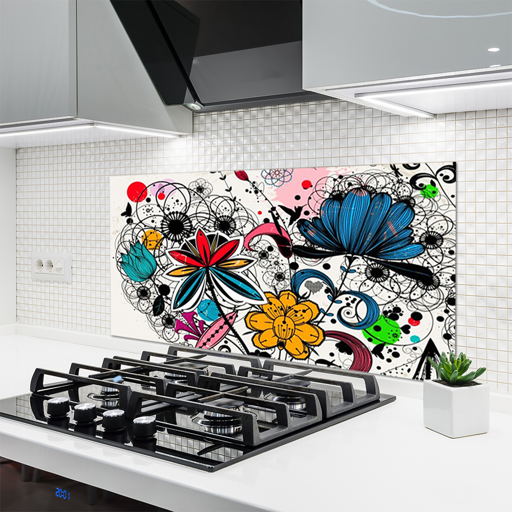 ARTHUB® Crédence De Cuisine En Verre 60x120 Cm, Color Mix Abstract