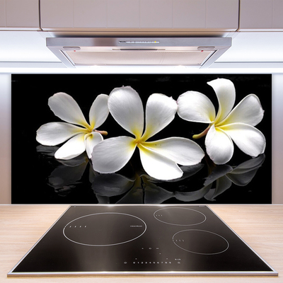 Crédence de cuisine en verre Fleurs floral blanc noir