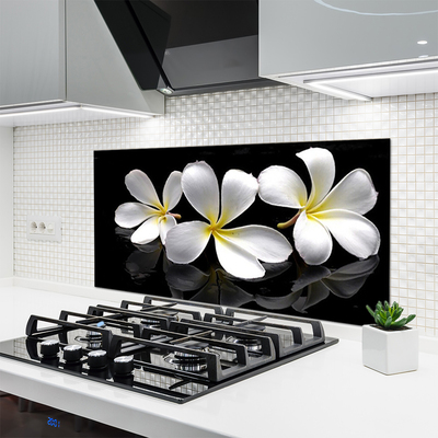 Crédence de cuisine en verre Fleurs floral blanc noir