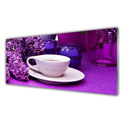 Crédence de cuisine en verre Fleurs tasse floral blanc rose violet