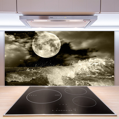 Crédence de cuisine en verre Nuit lune paysage gris noir