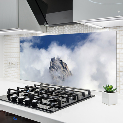 Crédence de cuisine en verre Montagnes nuages paysage blanc gris bleu