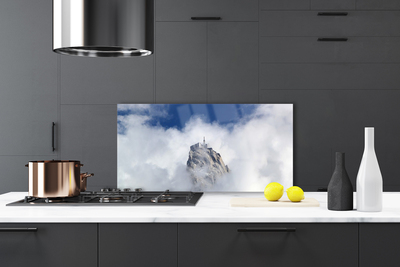 Crédence de cuisine en verre Montagnes nuages paysage blanc gris bleu