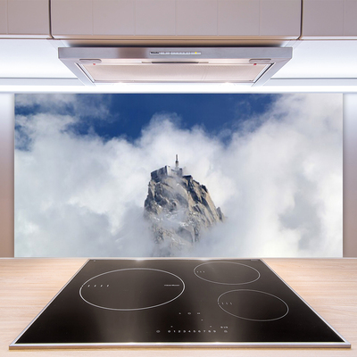 Crédence de cuisine en verre Montagnes nuages paysage blanc gris bleu