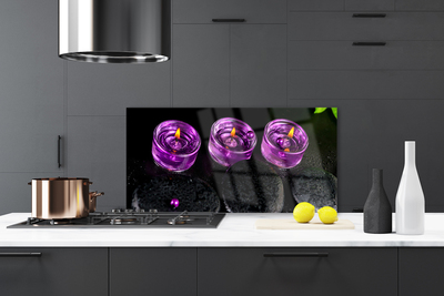 Crédence de cuisine en verre Bougies pierres art rose noir