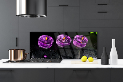 Crédence de cuisine en verre Bougies pierres art rose noir