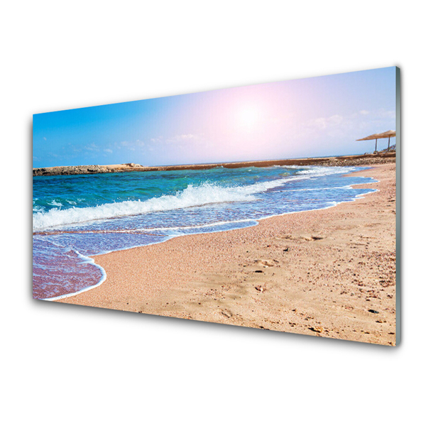 Crédence de cuisine en verre Mer plage paysage bleu brun