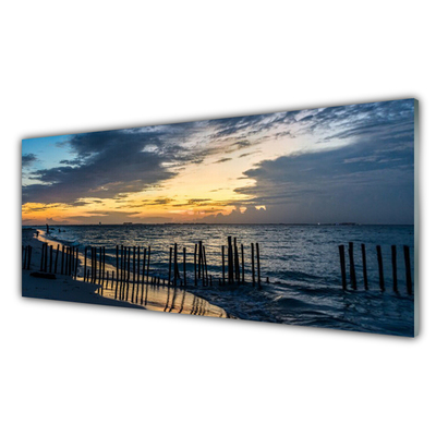 Crédence de cuisine en verre Mer plage paysage bleu brun