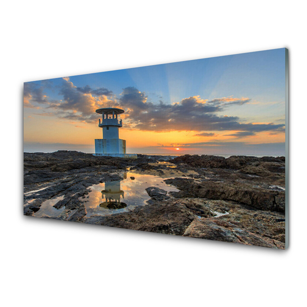 Crédence de cuisine en verre Phare paysage blanc gris