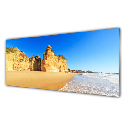 Crédence de cuisine en verre Mer plage paysage jaune bleu