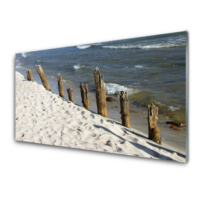 Crédence de cuisine en verre Plage mer paysage brun bleu