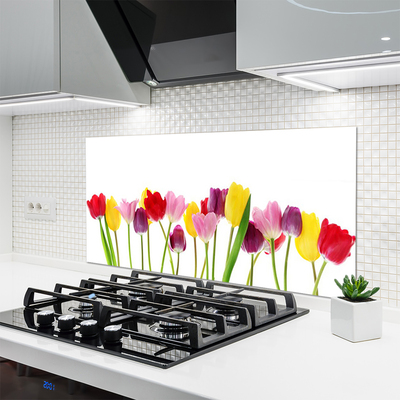Crédence de cuisine en verre Tulipes floral multicolore