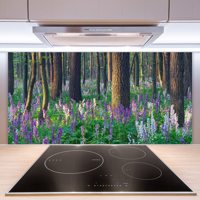 Crédence de cuisine en verre Forêt nature brun violet vert