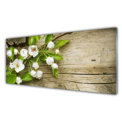 Crédence de cuisine en verre Fleurs floral blanc vert