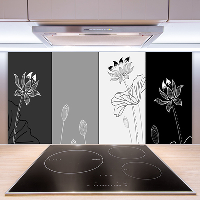 Crédence de cuisine en verre Abstrait art gris blanc noir