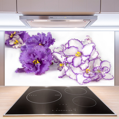 Crédence de cuisine en verre Fleurs floral violet blanc