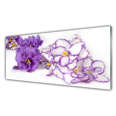 Crédence de cuisine en verre Fleurs floral violet blanc