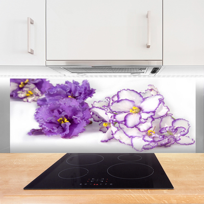 Crédence de cuisine en verre Fleurs floral violet blanc