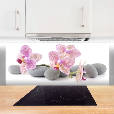 Crédence de cuisine en verre Arbres pierres floral rose gris