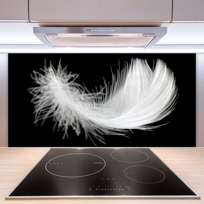 Crédence de cuisine en verre Plume art blanc