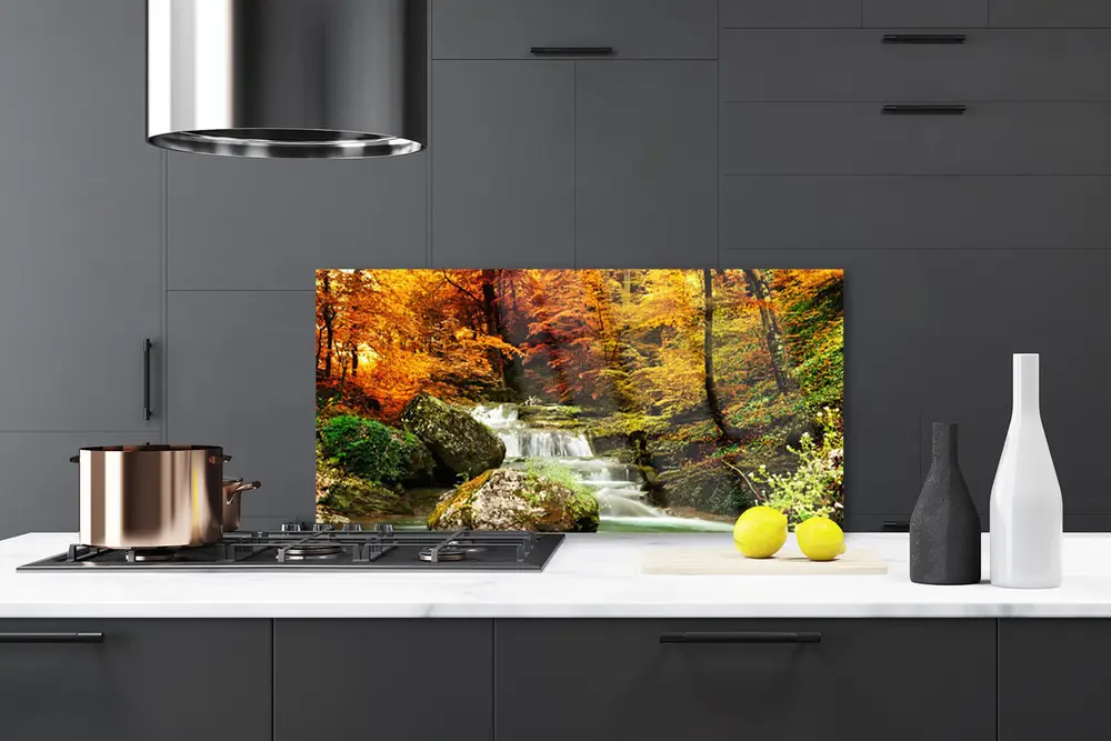 Crédence De Cuisine En Verre 125x50 Cm, Motif Paysage Chute D'eau Lac - NEUVE