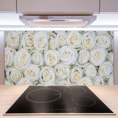 Crédence de cuisine en verre Roses floral blanc