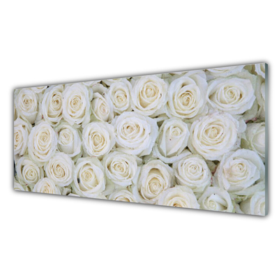 Crédence de cuisine en verre Roses floral blanc