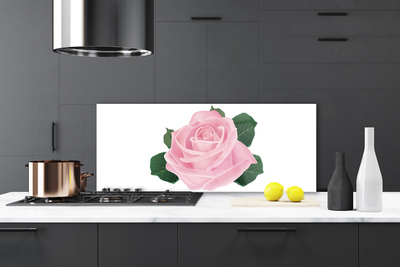 Crédence de cuisine en verre Rose floral rose vert