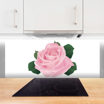 Crédence de cuisine en verre Rose floral rose vert