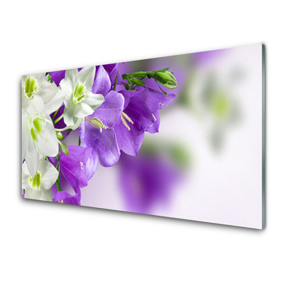 Crédence de cuisine en verre Fleurs floral violet blanc