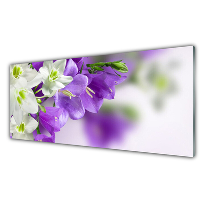 Crédence de cuisine en verre Fleurs floral violet blanc